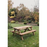 Churnet Valley Garden Furniture Ltd Valley Deluxe Picnic Table - L180 x W150 x H90cm - Partially Assembled in Brown