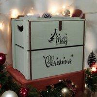 Minster Merry Christmas Box - Wood - L36 x W42 x H30 cm - Rustic Green | Size: 1 Pack