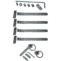 Burbage Iron Craft 18 Inch Double Gate Fittings Set Hook & Band Hinge, Latch, Drop Bolt in Black