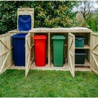 Buttercup Farm Shireburn Bin Store, Fits 3x 180L/240L Wheelie Bins & 2x Boxes in Natural