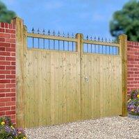Burbage Iron Craft Hampton Tall Double Driveway Gate, Pressure Treated - W2700 x H1800 mm in Brown