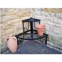 Poppy Forge 2 Tier Corner Stand - Decorative Garden Shelf - Solid Steel - Black