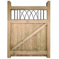Burbage Iron Craft Windsor Low Single Garden Gate - Pressure Treated - W750 x H1200 mm in Brown