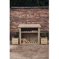 Churnet Valley Garden Furniture Ltd 4 x 4 Feet Log Store with Kindling Shelf - Partially Assembled in Brown