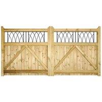 Burbage Iron Craft Windsor Low Double Driveway Gate - Pressure Treated - W2400 x H1200 mm in Brown