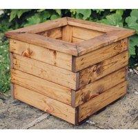 Churnet Valley Garden Furniture Ltd Valley Small Square Planter - Timber - Garden Trough - Fully Assembled in Brown