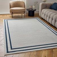 THE RUGS Carmel Bordered Area Rug Runner Soft Pile Living Room Bedroom in Navy | Size: 200 cm x 290 cm