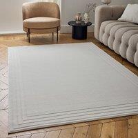 THE RUGS Carmel Bordered Area Rug Runner Soft Pile Living Room Bedroom in Cream | Size: 160 cm x 230 cm