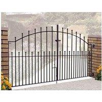 Burbage Iron Craft Manor Ball Top Arched Double Driveway Gate, Fits Gap - W2743 x H1220mm in Black