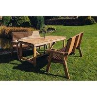Churnet Valley Garden Furniture Ltd Valley Table Set - L220cm - Min Assembly Required - Set of Cushion Inc in Brown
