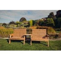 Churnet Valley Garden Furniture Ltd Valley 2 Bench Set with Tray - Fully Assembled - Set of Cushions Inc in Brown