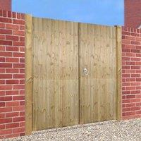 Burbage Iron Craft Carlton Pressure Treated Flat Top Double Driveway Gate W1800 x H1800mm in Brown