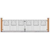 Burbage Iron Craft Abbey Modern Double Driveway Gate - Fits Gap of 3530 mm x 812 mm High in Black