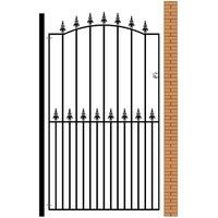 Burbage Iron Craft Saxon Spear Top Tall Bow Top Single Gate, Fits Gap - W1220 x H1990 mm in Black