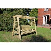 Churnet Valley Garden Furniture Ltd Cottage 3 Swing Seat - Min. Assembly Required - Set of Cushions Inc in Brown