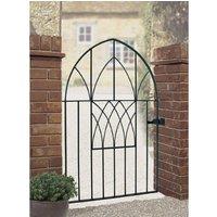 Burbage Iron Craft Abbey Modern Low Arch Bow Top Single Gate, Fits Gap of W914 x H1340 mm in Black