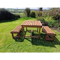 Churnet Valley Garden Furniture Ltd Contemporary 4 Seater Table & Bench Set - Timber - Fully Assembled in Brown
