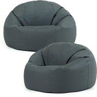icon Classic Indoor Outdoor Bean Bag Khaki Bean Bag Chair Pack of 2 in Charcoal