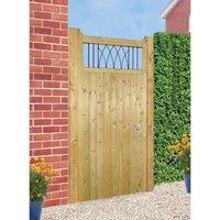 Burbage Iron Craft Windsor Tall Single Garden Gate - Pressure Treated - W1050 x H1800 mm in Brown