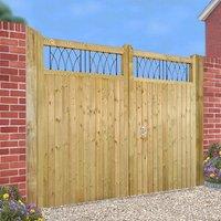 Burbage Iron Craft Windsor Tall Double Driveway Gate - Pressure Treated - W3000 x H1800mm in Brown