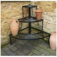 Poppy Forge 3 Tier Corner Stand - Decorative Garden Shelf - Solid Steel - Black