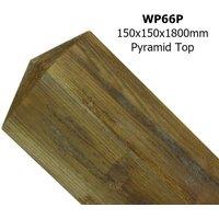 Burbage Iron Craft Pyramid Top Posts - Pressure Treated Redwood - L150 x W150 x H1800 mm in Brown