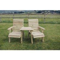 Churnet Valley Garden Furniture Ltd Clover Love Seats with Angled Tray - Minimal Assembly Required in Brown