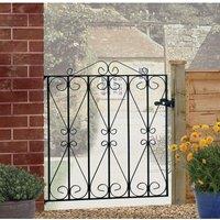 Burbage Iron Craft Regent Scroll Low Single Gate - Fits Gap of 991 mm x 914 mm High in Black