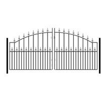 Burbage Iron Craft Saxon Spear Top Arched Double Driveway Gate, Fits Gap W2743 x H1245 mm in Black