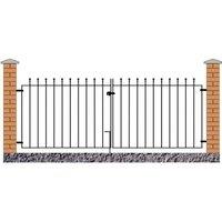 Burbage Iron Craft Manor Flat Top Double Driveway Gate, Fits Gap of 2134 mm x 915 mm High in Black