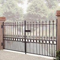 Burbage Iron Craft Balmoral Spear Top Low Double Driveway Gate, Fits Gap W3048 x H1168mm in Black