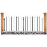 Burbage Iron Craft Manor Flat Top Double Driveway Gate, Fits Gap of 3658 mm x 915 mm High in Black