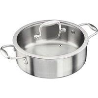 Cooks Professional Tri-Ply Saute Pan with Lid & Helper Handle for All Hobs - 24cm in Silver | Size: 1 Pack