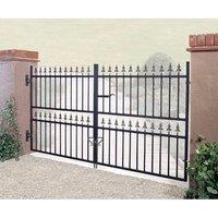 Burbage Iron Craft Corfe Spear Top Low Double Gate, Steel, Fits Gap, 3353 x 1168 mm High in Black