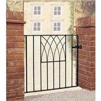 Burbage Iron Craft Abbey Modern Low Flat Top Single Gate - Fits Gap of 914 x 812 mm High in Black