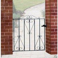 Burbage Iron Craft Classic Scroll Low Flat Single Gate - Fits Gap of 838 mm x 914 mm High in Black