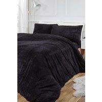 OHS Thermal Soft Teddy Fleece Duvet Cover Bedding Set in Black | Size: King