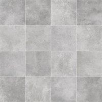 Vinyl Flooring UK Grey Stone Tile Effect 2.0mm Anti Slip Vinyl Flooring Sheet | Size: 2000mm x 1000mm