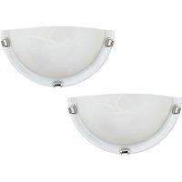 Loops 2 PACK Wall Light Colour Chrome Plated Shade White Glass Alabaster E27 1x60W