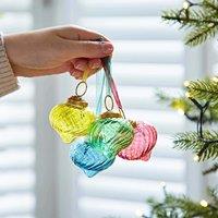 Paper High Set of 4 Keya Coloured Reclaimed Glass Raindrop Baubles