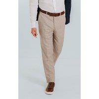 Dobell Men's Sand Linen Suit Trousers in Brown | Size: 40R
