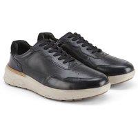 Silver Street London Men's Edgware Casual Lace Up Leather Trainers in Black | Size: 10