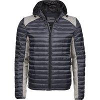 TEE JAYS Men's Crossover Hooded Padded Outdoor Jacket in Mid Grey | Size: Small