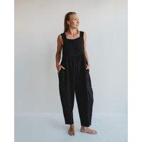 Turtledove London Women's Alice Black Smocking Strap Jumpsuit | Size: 12