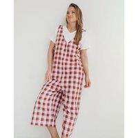 Grace Red Check Print Reversible Wide Leg Jumpsuit
