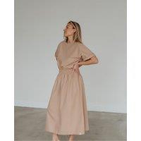 Turtledove London Women's Joyce Beige Midi Skirt | Size: 14-18