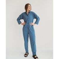 Turtledove London Women's Shana Blue Collared Jumpsuit | Size: 14-18