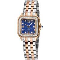 GV2 Women's Milan Swiss Quartz 27.5 MM Blue Lapis cabochon Dial 316L Stainless Steel Sapphire Crystal Diamond Watch in Gold