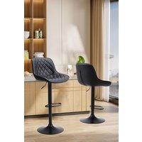 2Pcs Height Adjustable Swivel Bar Stools PU Leather Diamond Lattice Counter Pub Dining Room Footrest Seat