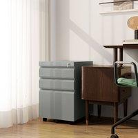 VINSETTO 3 Drawer File Cabinet, Lockable Metal Filling Cabinet, Grey